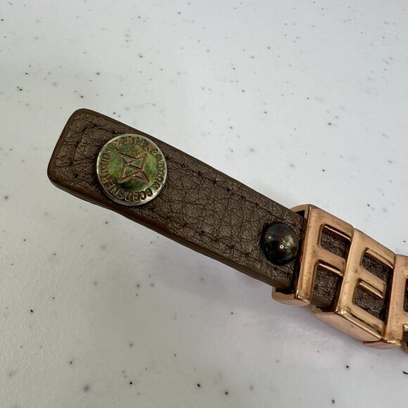 Fearless Bracelet BCBGeneration Rose Gold‎ Brown Cuff Faux Leather Pink - Picture 2 of 7